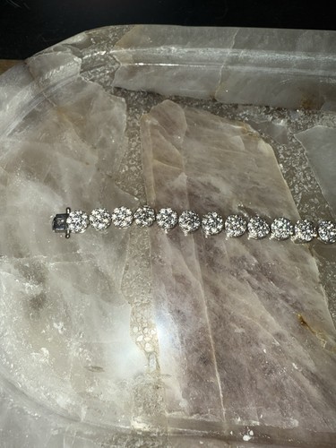 925 Sterling Silver Moissanite Tennis Bracelet 8” 7.1mm Iced - Picture 5 of 6