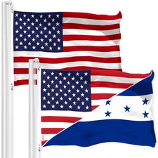 G128 Combo Pack: American USA Flag 3x5 Ft  Honduras USA Friendship Flag 3x5 Ft