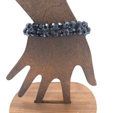 Black Rhinestone 2 Row Stretch Bracelet