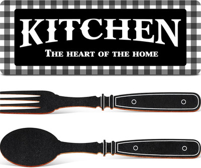 Kitchen Sign Buffalo  Kitchen Decor Black and White Wall Decor Wooden the Heart