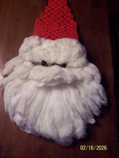 Christmas Santa Macrame Vintage Wall Hanging 33"X15"Retro Decor Handmade