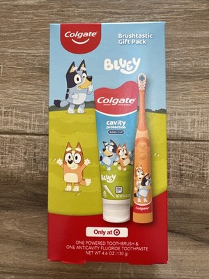 Colgate Bluey Brushtastic Kids Powered Toothbrush + Toothpaste Bubble Fruit