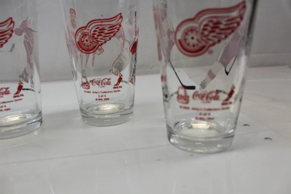 Juego de 4 vasos vintage Detroit Red Wings 2002 Arby's Coca-Cola Foto 3 de 4
