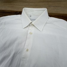 Ermenegildo Zegna Button Shirt 15.5 Large White Dress 39 Formal French Flip Cuff