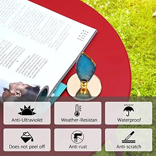 Mesa auxiliar pequeña de patio impermeable redonda de metal de acero resistente a la intemperie portátil Foto 4 de 4