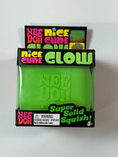 Nee Doh Nice Cube Glow Super Solid Squish Squeeze Toy Green In Hand Fast Ship