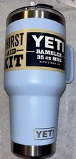 Yeti Rambler 35oz Insulated Mug w/ Straw Lid Sky Blue Color NEW Stainless Steel