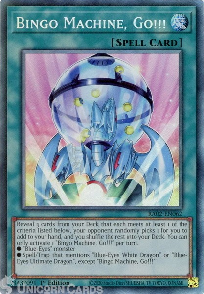 RA02-EN062 Bingo Machine, Go!!! : Collector's Rare 1st Edition YuGiOh Card