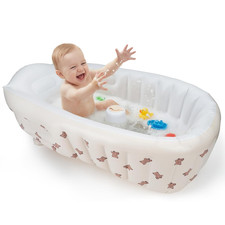 Inflatable Bathtub for Toddlers, Portable Baby Tub with Built-In Air Pump, Anti-