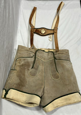 Vintage Men  s German Bavarian Lederhosen Suede Shorts Suspenders Sz 36