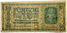 50 KARBOWANEZ 1942 Ukraine Besetzungsgeld Banknoten Geldschein Papiergeld