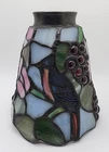 Vintage Tiffany Style Stained Glass Lamp Shade Blue Jay Grapes Flowers
