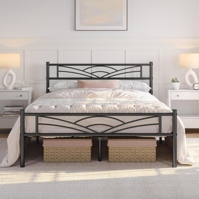 Full Size Bed Frames Metal Platform Bed Mattress Foundation,No Box Spring Needed