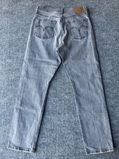 Levis 501 Jeans Mens 30x29 Gray Straight Stretch Denim Button Fly WaterLess