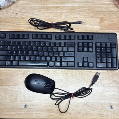 Dell KB212-B USB Wired 104-Key Keyboard 1HF2Y with Mouse Black TESTED & WORKS 