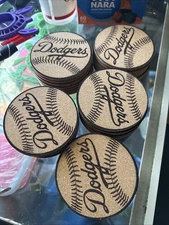 Dodgers Custom Cork Coasters Laser Engraved Made in Los Angeles