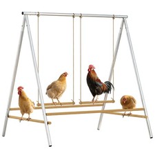 Chicken Perch with Swings, Chicken Roosting Bars for Coop, Silver