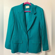 Vintage Pendleton blazer Teal Green Pure Virgin Wool Size 18 fits like a 14