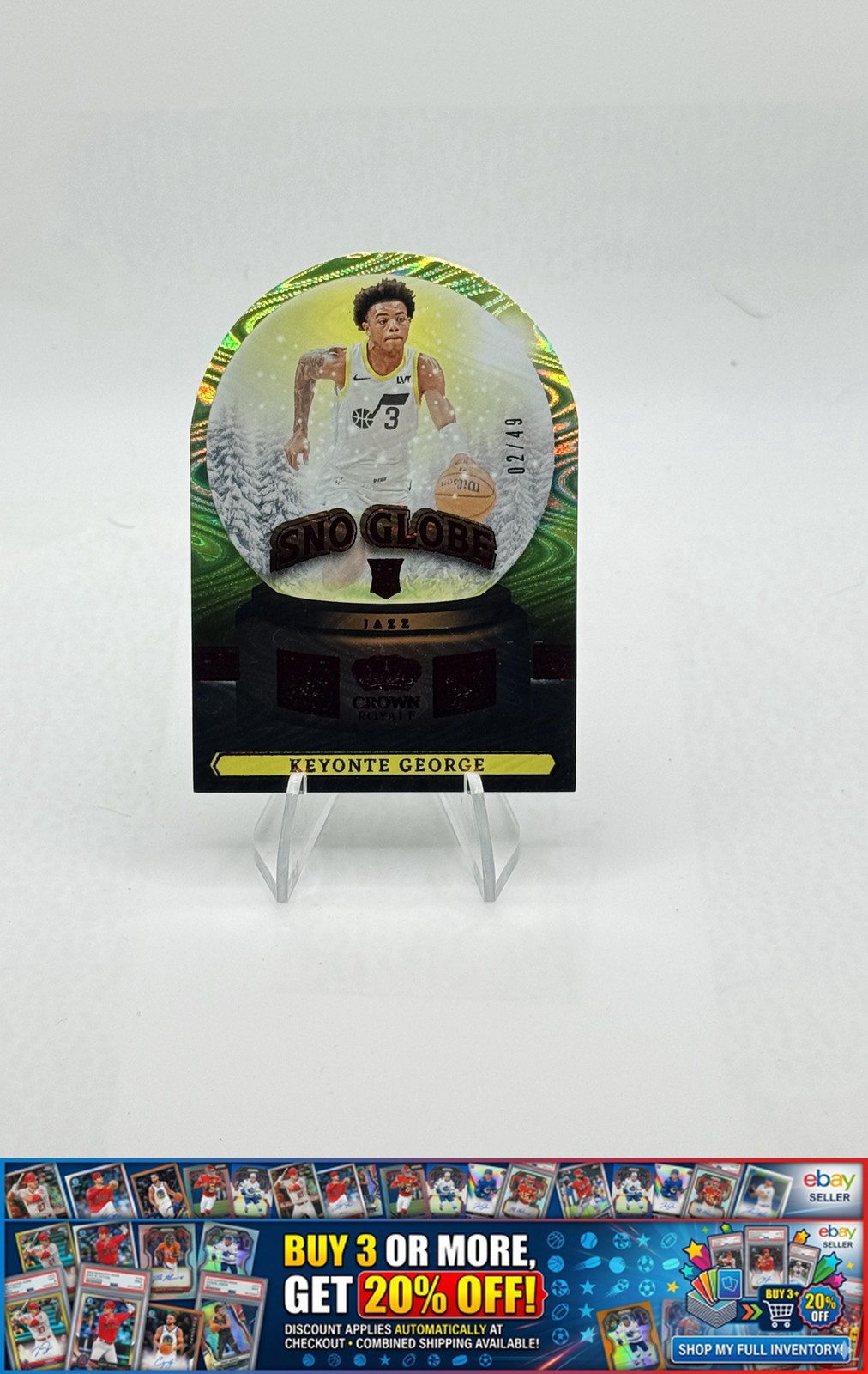 2023-24 Panini Crown Royale Keyonte George #6 Sno Globe Red Utah Jazz #/49 SSP