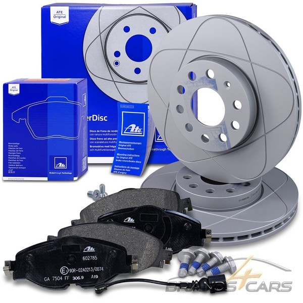 ATE Powerdisc Bremsscheiben +BelÄGe Vorne FÜR Audi A3 Seat Leon Skoda VW Golf 7-image