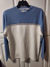 Vintage Y2K Point Zero Blue White Sweatshirt Crewneck Men L Stripe Two Tone Surf