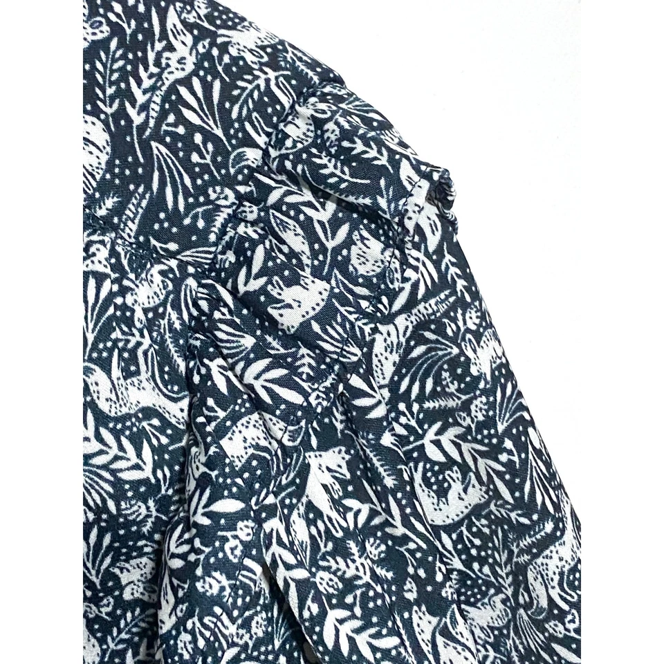 Blusa Lauren Conrad azul tamanho XXL raposa floresta animais floresta floresta boho babados - Imagem 4 de 4