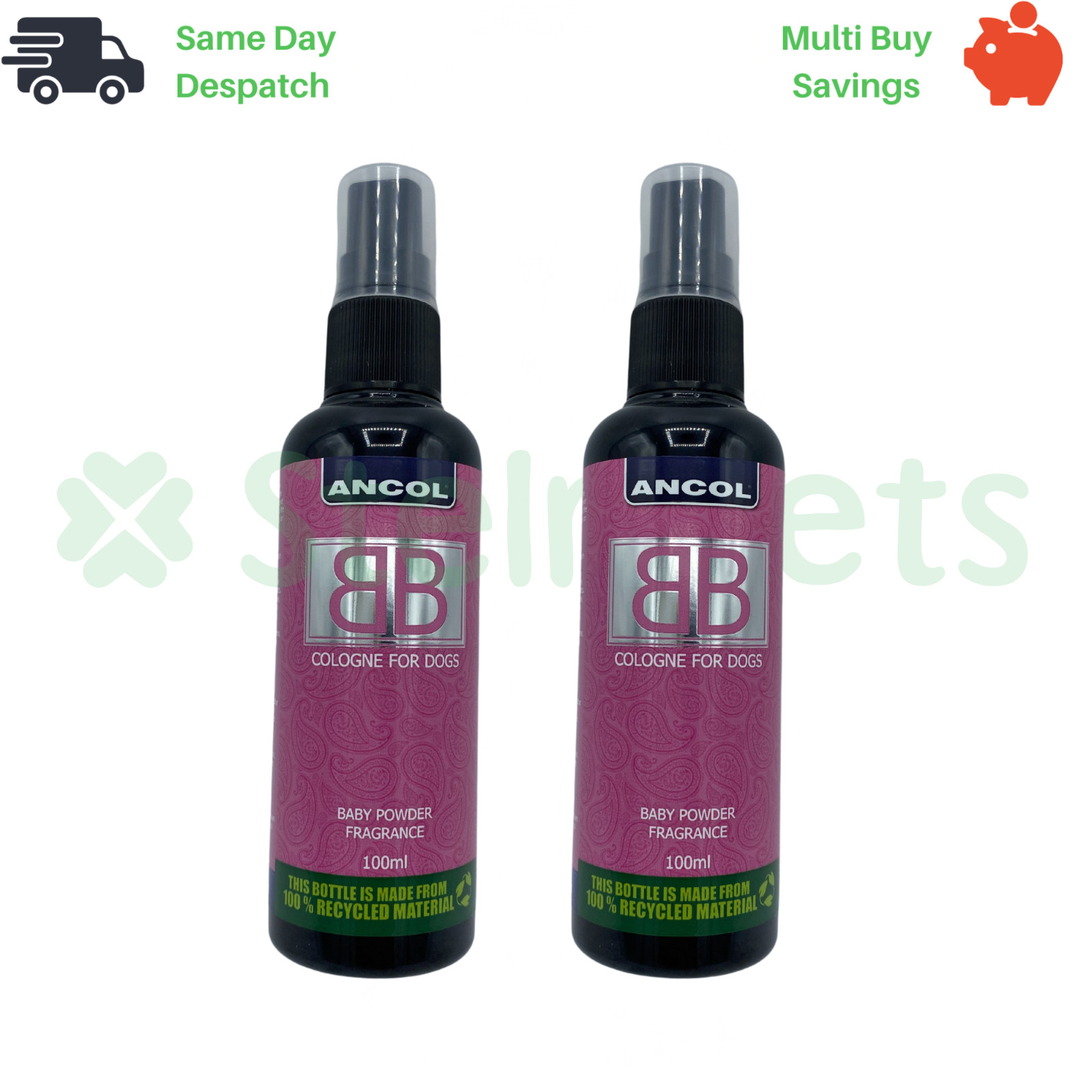 2 x Ancol BB Cologne Dog Deodorant Spray