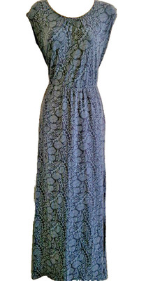 Weird Fish Maxi Dress UK 10 Blue Geometric Pattern Organic Cotton Modal