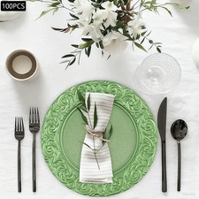 100 Pack 13 Inch Round Charger Plates Wedding Dinner Reusable Chargers Plates