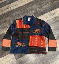 Cold Water Creek Patchwork Jacket Women's Cotton/Silk Size XL Button Front
