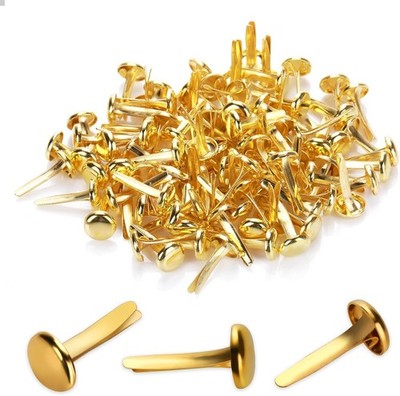 100 Mini Brads Musterklammern Rundkopf Metall Gold Basteln DIY