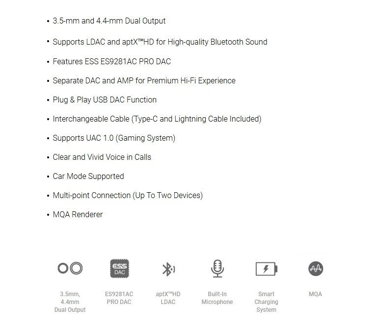 Astell&Kern AK HB1 ESS ES9281AC PRO 600mAh 3.5-4.4-mm Doble Salida Sombra Negro Foto 2 de 4
