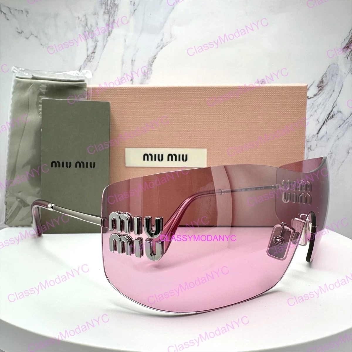 Pink Women's Miu Miu Sunglasses for sale | eBay