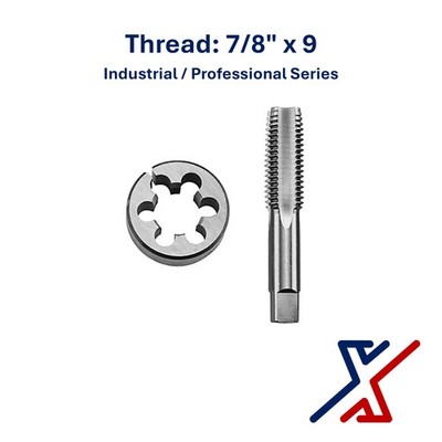 7/8'' x 9 Thread Industrial / Professional Series Tap & Die(1 Set) by X1 Tools