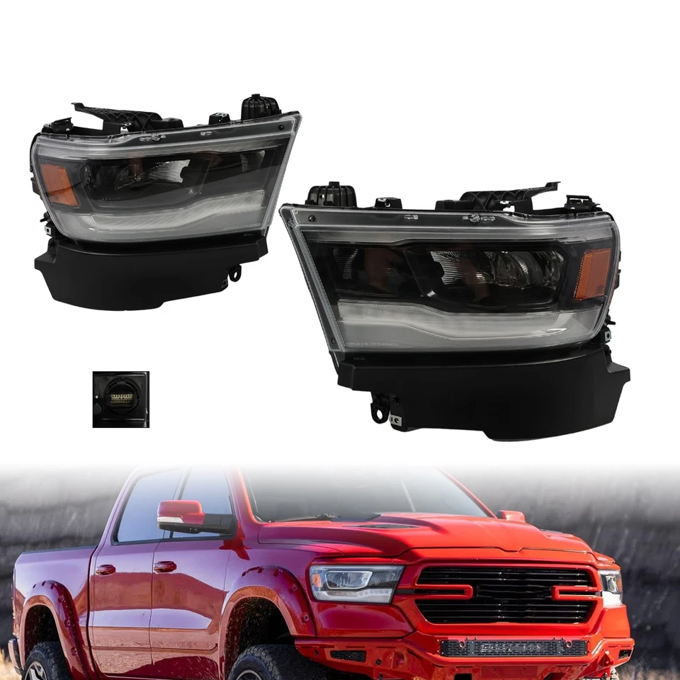 For Dodge RAM 1500 2019 2020 2021 2022 2023 Headlights Headlamp Assy Pair LED - Image 2 of 4