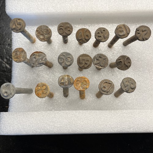 19 Old Vintage Railroad Date Numbered Nails, Various Dates 20's - 60's
