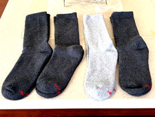 4 Pair Hanes Men's Socks Crew Socks Gray Charcoal Heather Size 6-12