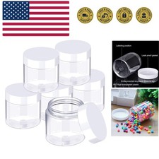 6 Pack 12 oz Plastic Jars Containers with Lids Wide-mouth Refillable Leakproo...