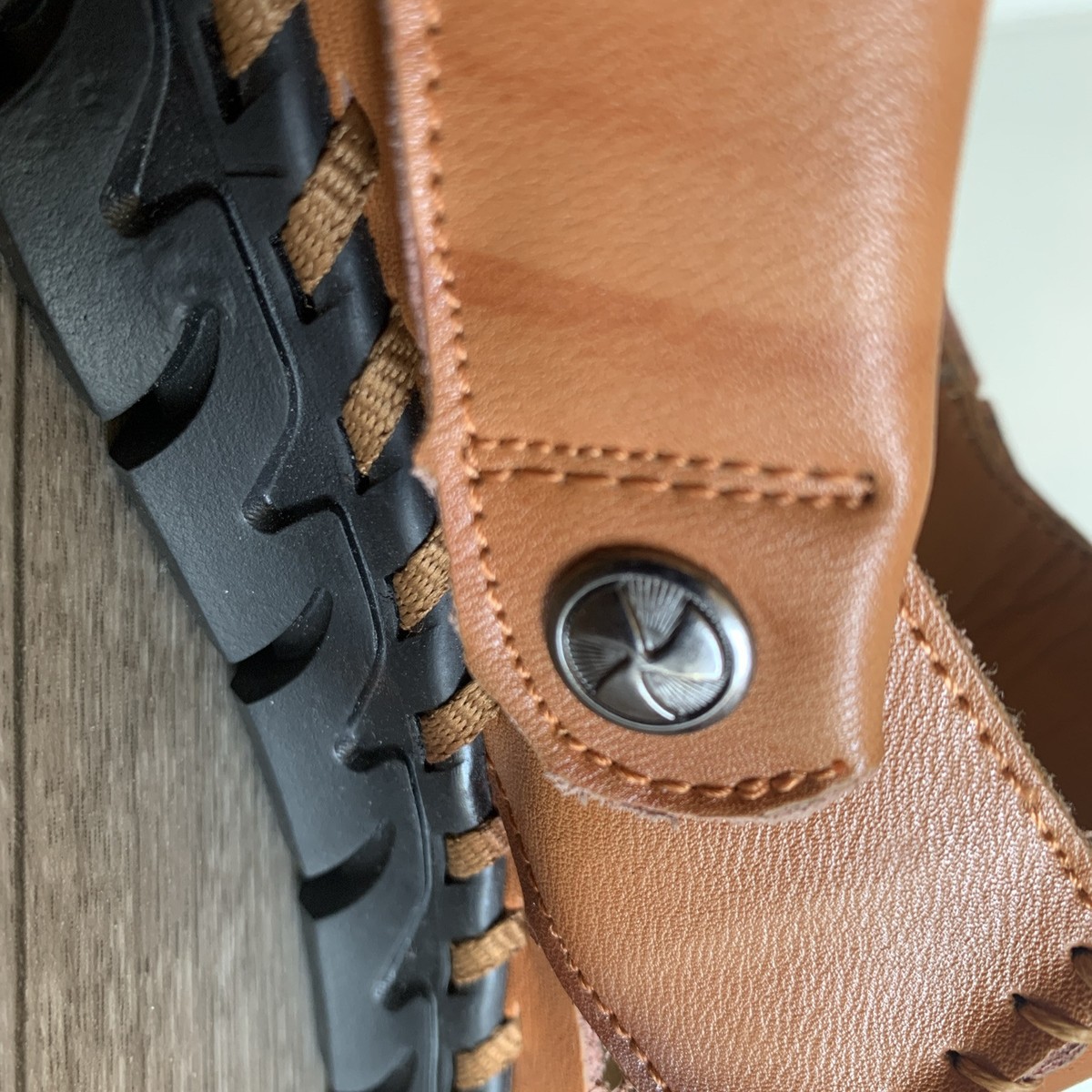 HSY Fashion 100% Caoutchouc Leather Closed Toe Sandals HSY Fashion 100% Caoutchouc Leather Closed Toe Sandal Brown  main image 2
