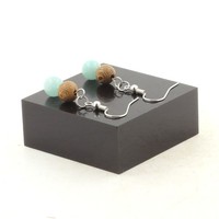 Mineralien Und Edelsteine. Ohrringe 2 Perlen Amazonit + Holz 8