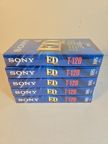 Sony ED Max T-120 6 Hour New Sealed Blank VHS Cassette Tapes Lot of 5 - Picture 4 of 12