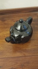 Lovely Vintage Novelty Black Ceramic Teapot Resembling A Elephant Unbranded