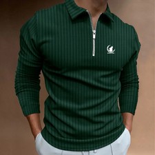 Spring Autumn Men Long Sleeve Polo Shirt Golf Stripe Polo Sh