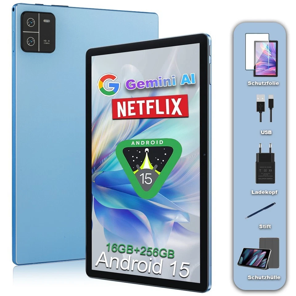 Neu 101" Tablet Android 15 16GB RAM+256GB ROM WIFI Bluetooth Dual Kamera 8000mAh