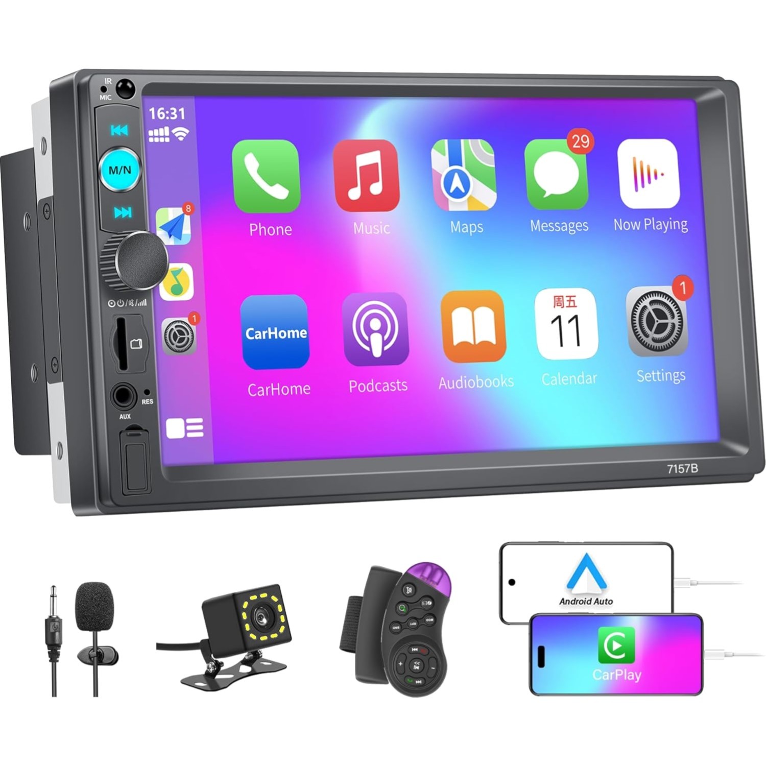 Double Din Car Stereo Touch Screen Bluetooth FM USB Auxiliary Backup Camera