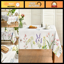 52x70 Inch Floral Tablecloth - Watercolor Wildflowers for Spring Summer Party De