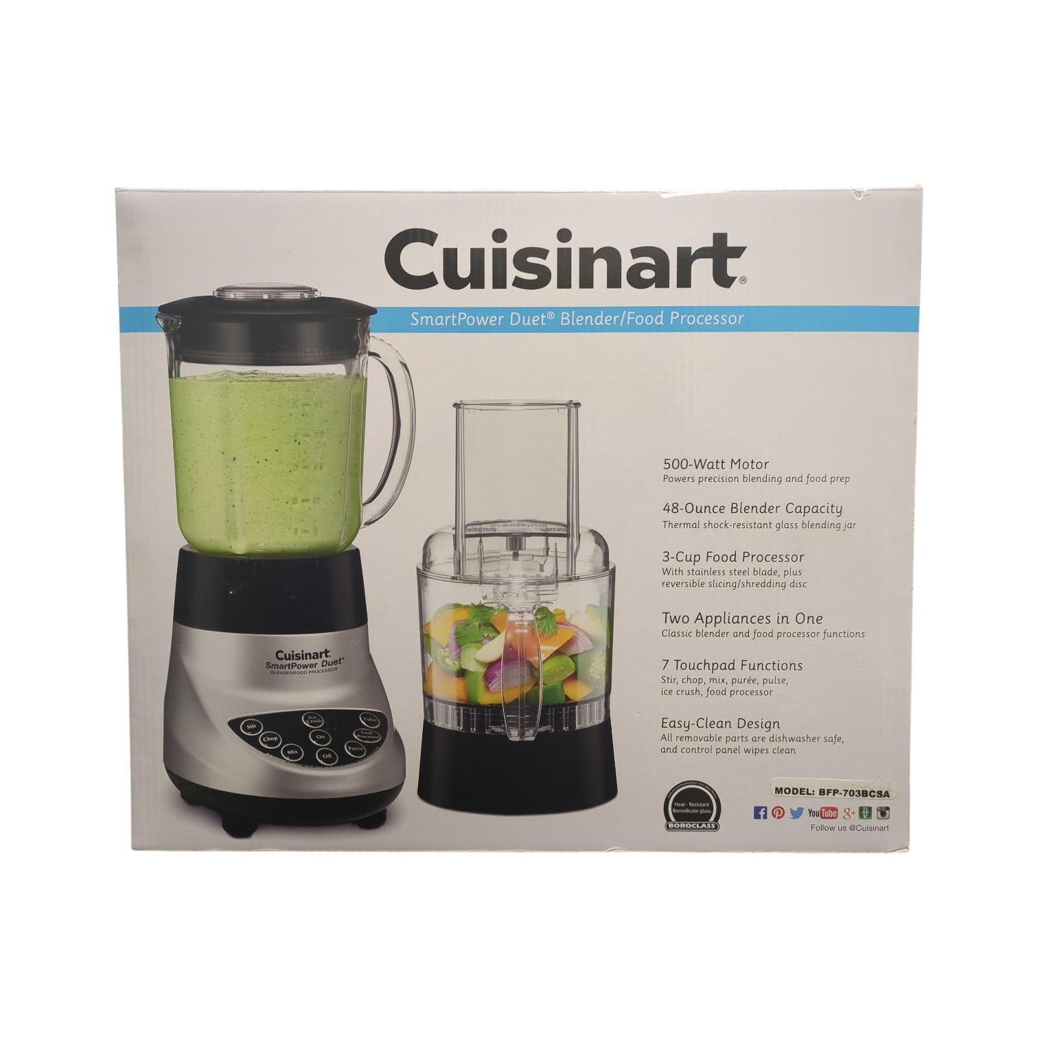 Cuisinart SmartPower Duet 500W Blender/Food Processor, Silve