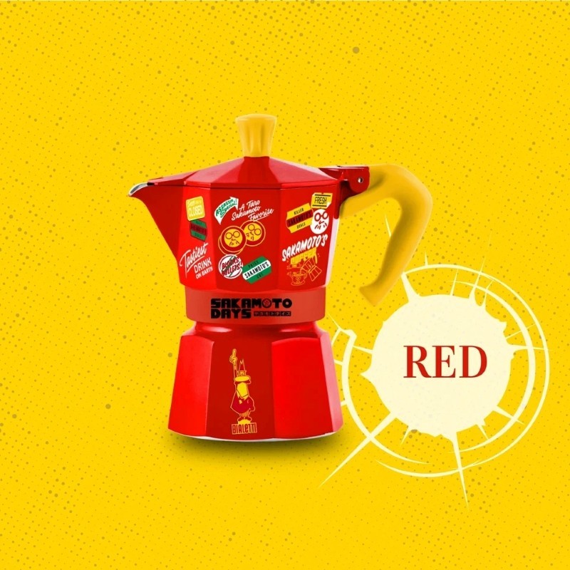 Bialetti Sakamoto Days Red & Yellow Moka Express 3 Cups Stovetop