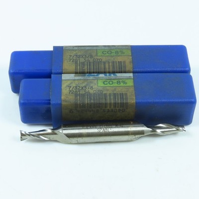 Izar 7/32'' 2 Flute Square Double End Mill Center Cutting 3/8'' Shank Lot of 2