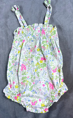 Jacadi Paris Baby Girl Liberty Floral Print Smocked Ruffles Jumper